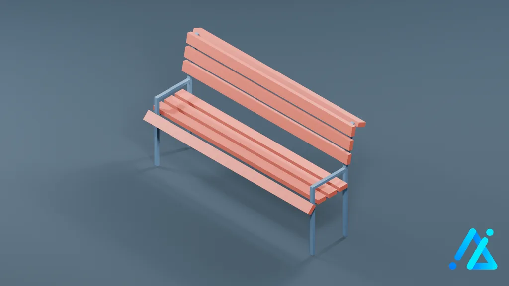 Low-Poly Bench 01 — 3D model preview