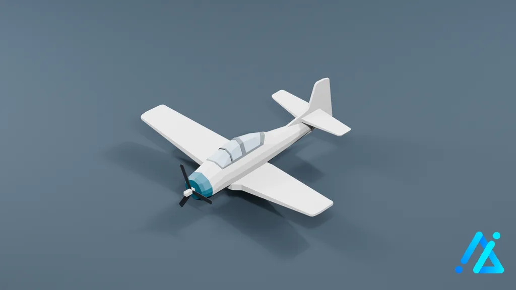Low-Poly Propeller Airplane 01 — 3D model preview