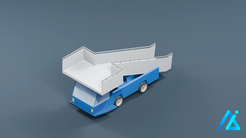 Low-Poly Airport Boarding Ladder 01 — 3D model preview