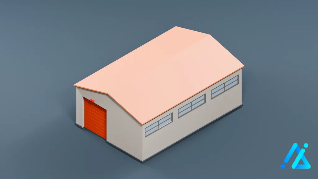 Low-Poly Industrial Building 01 — 3D model preview