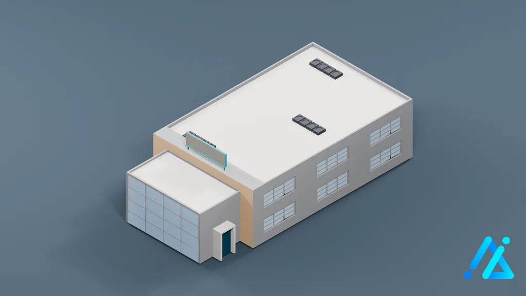 Low-Poly Industrial Building 02 — 3D model preview