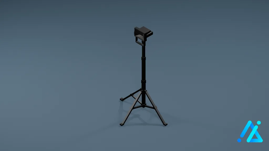 Low-Poly Tripod Work Light 01 — 3D model preview