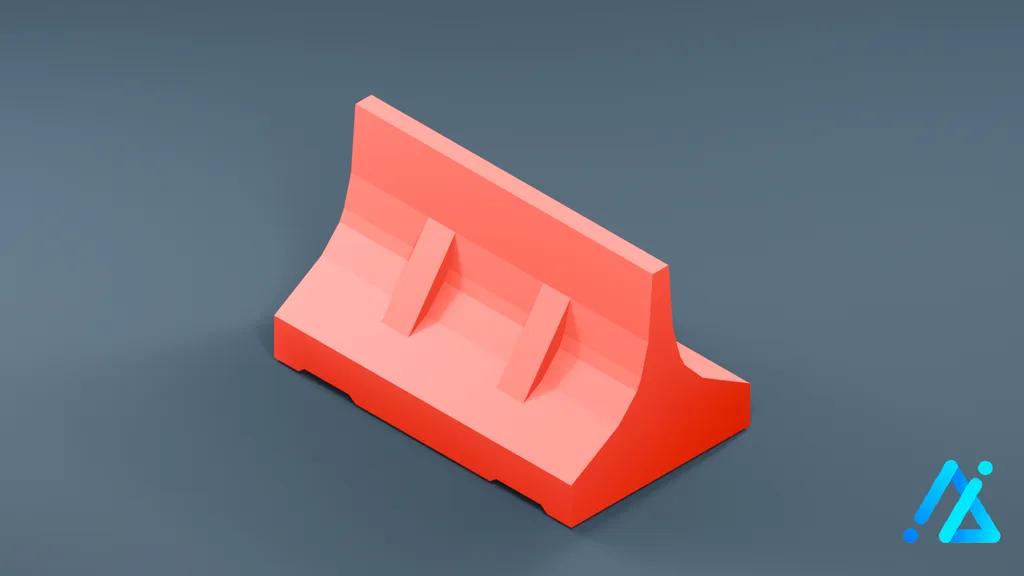 Low-Poly Road Safety Barrier 02 — 3D model preview