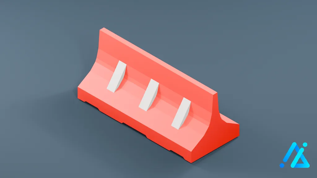 Low-Poly Road Safety Barrier 03 — 3D model preview