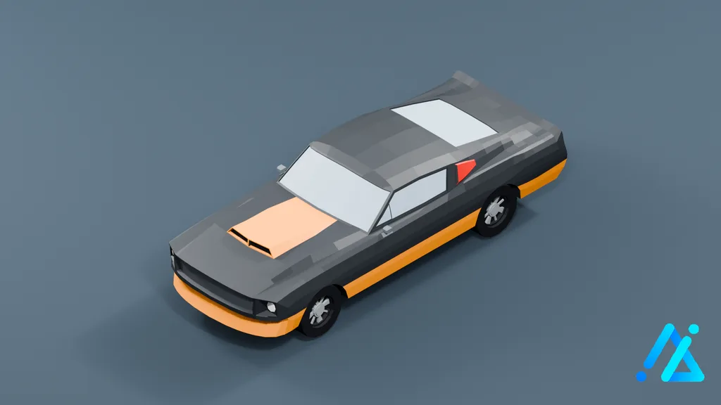 Low-Poly Black Limousine — 3D model preview