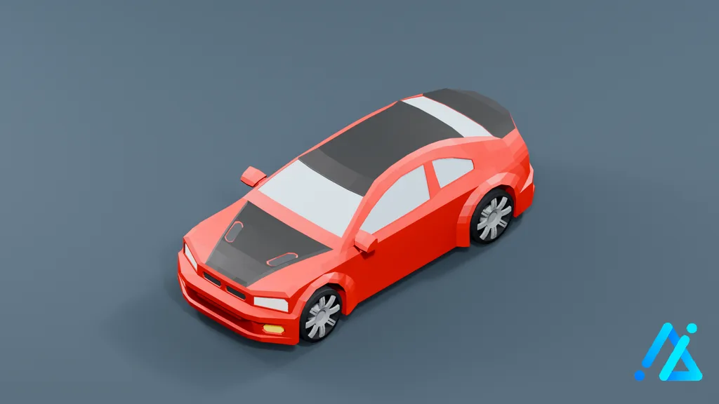 Low-Poly Red Sports Car — 3D model preview