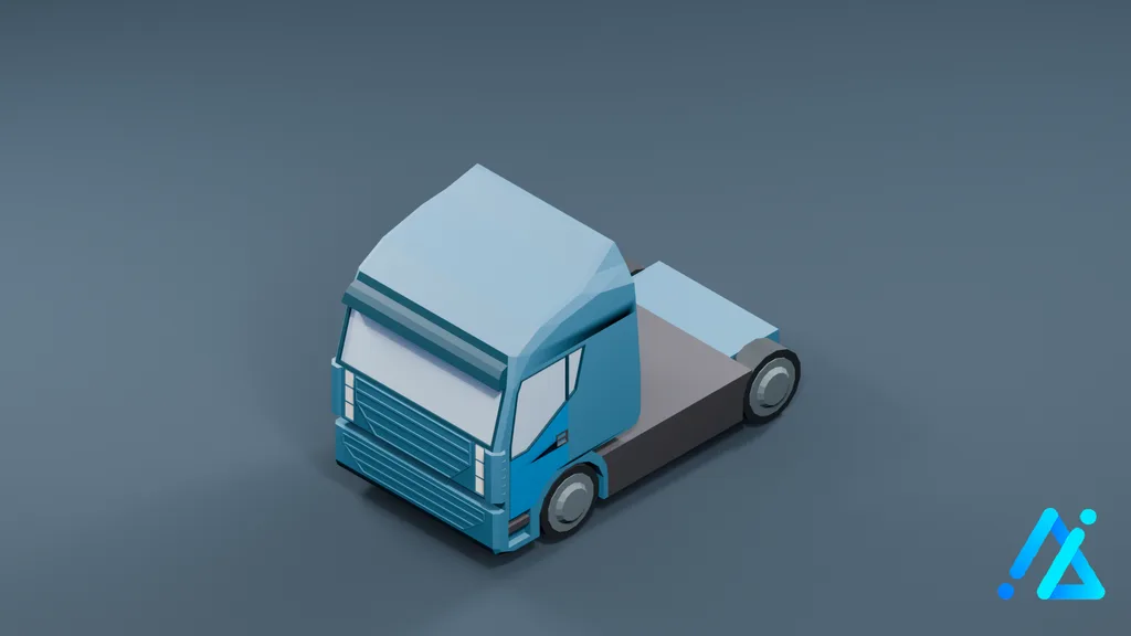 Low-Poly Cargo Truck Cab 01 — 3D model preview