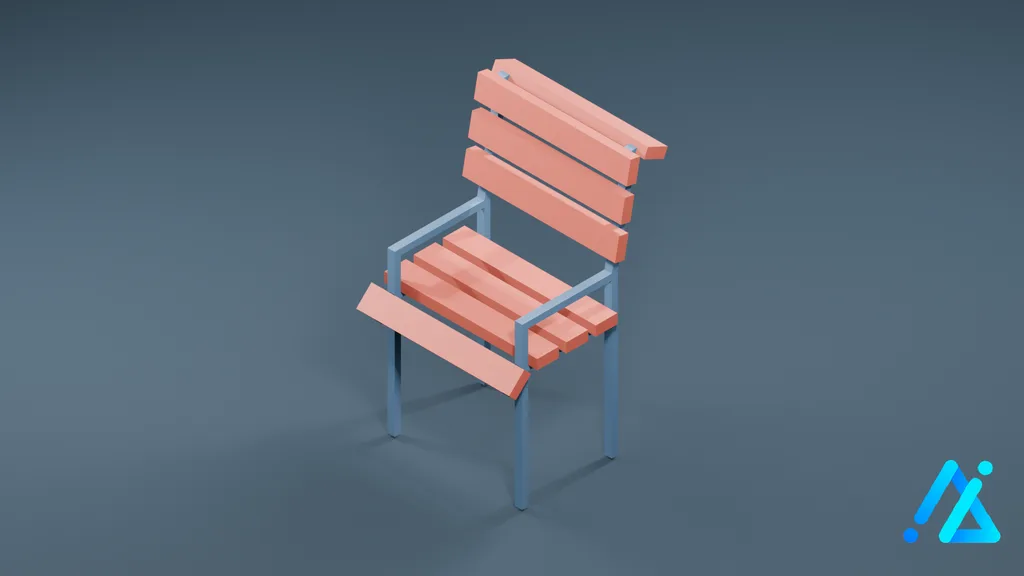 Low-Poly Wooden Park Chair 01 — 3D model preview