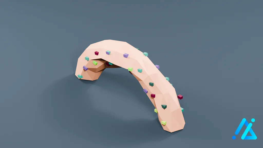 Low-Poly Curved Climbing Wall 01 — 3D model preview