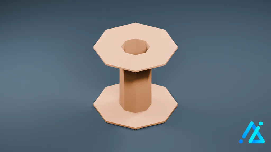 Low-Poly Cable Spool 01 — 3D model preview