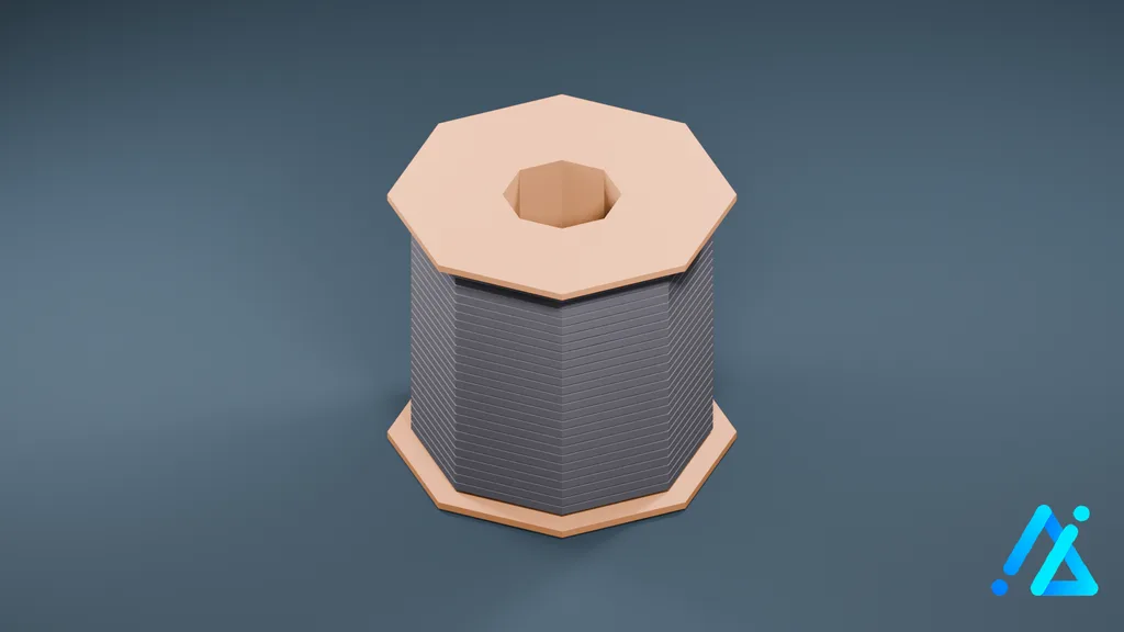Low-Poly Cable Spool 02 — 3D model preview