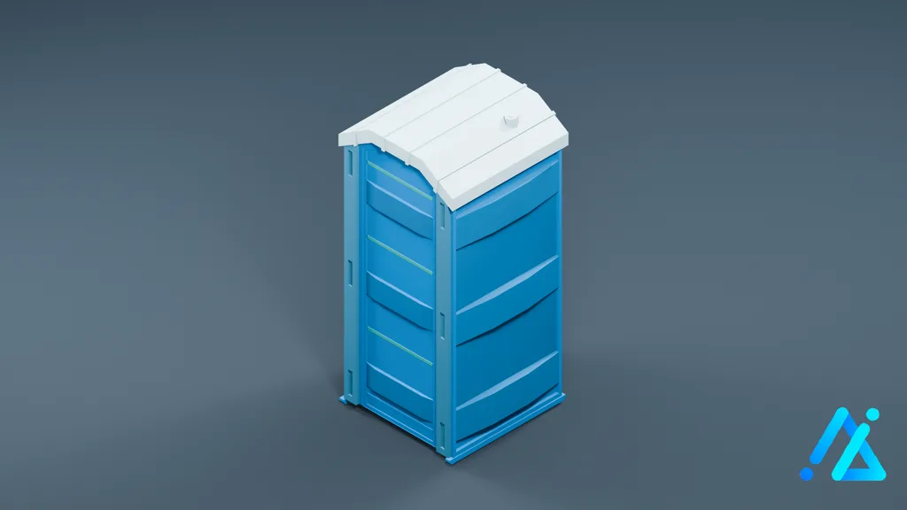Low-Poly Blue Portable Toilet 01 — 3D model preview