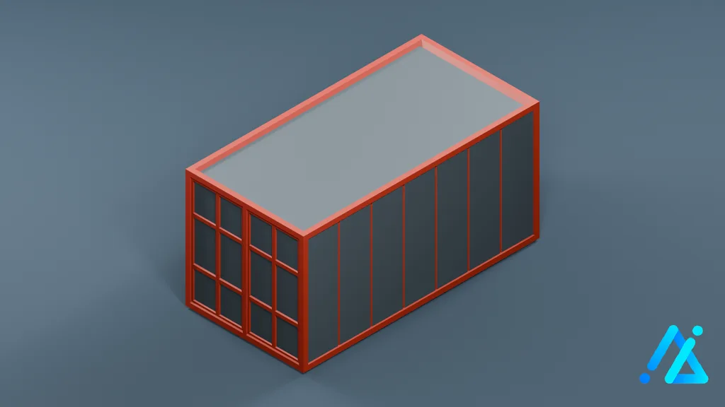 Low-Poly Cargo Container 01 — 3D model preview