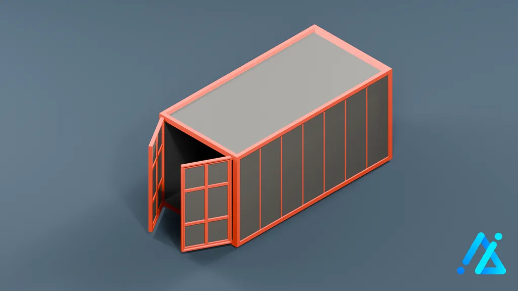 Low-Poly Cargo Container 02 — 3D model preview