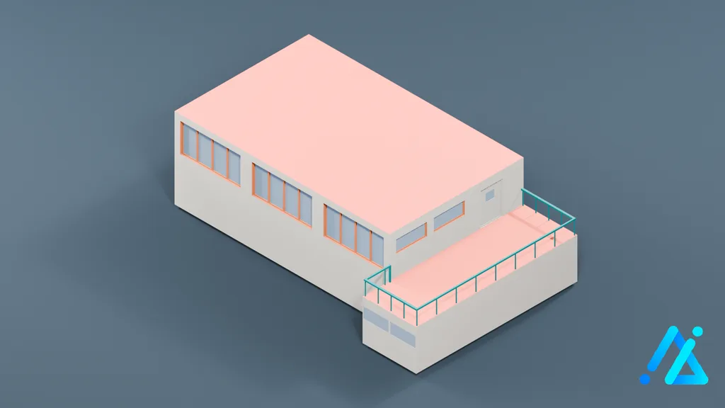 Low-Poly Airport Control Building 01 — 3D model preview