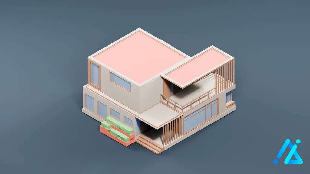 Low-Poly Cottage Building 01 — 3D model preview