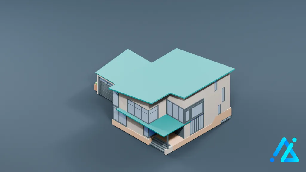 Low-Poly Cottage Building 02 — 3D model preview
