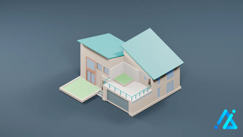Low-Poly Cottage Building 04 — 3D model preview