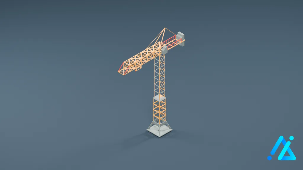 Low-Poly Construction Crane 01 — 3D model preview