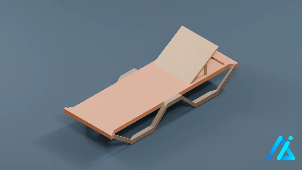 Low-Poly Deck Chair 02 — 3D model preview