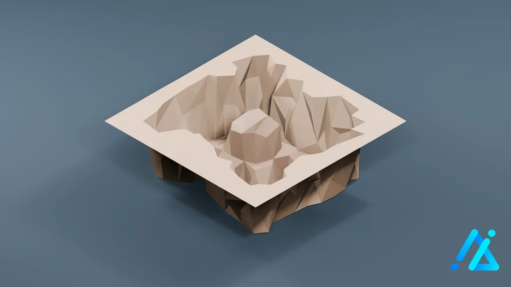 Low-Poly Water Chute Section 01 — 3D model preview