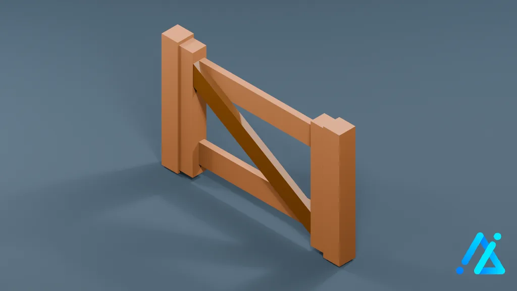 Low-Poly Fence Section 01 — 3D model preview