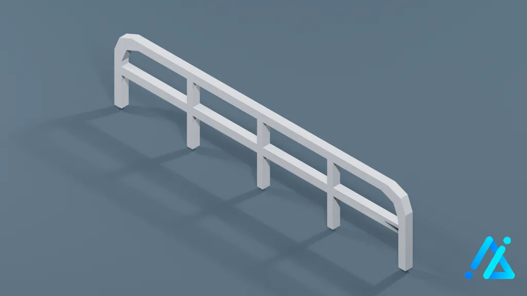 Low-Poly Fence Section 010 — 3D model preview