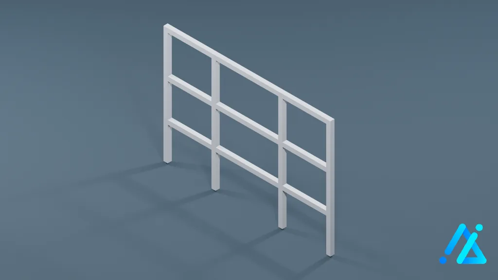 Low-Poly Fence Section 011 A — 3D model preview