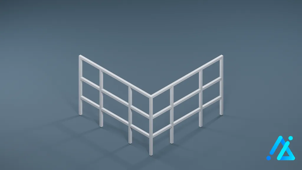 Low-Poly Fence Section 011 B — 3D model preview