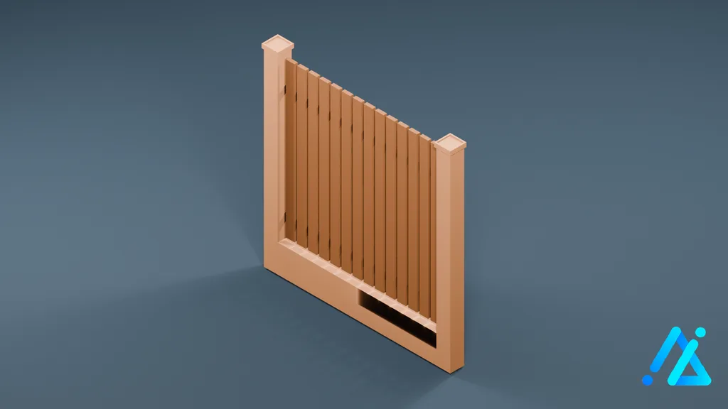 Low-Poly Fence Section 01 B — 3D model preview