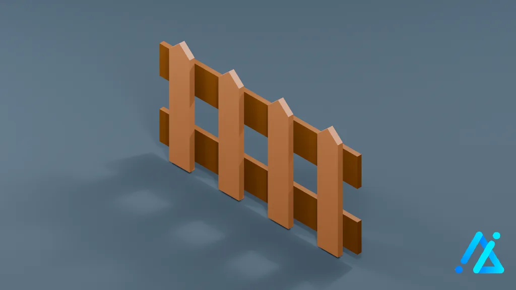 Low-Poly Fence Section 02 — 3D model preview