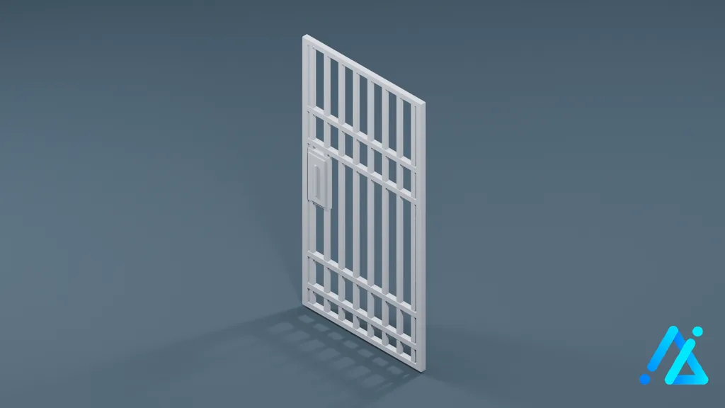 Low-Poly Fence Section 02 A — 3D model preview