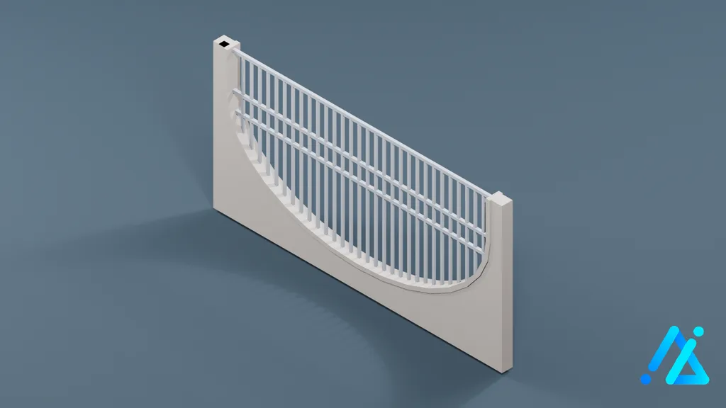 Low-Poly Fence Section 02 B — 3D model preview