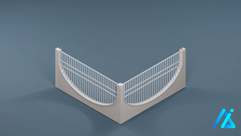 Low-Poly Fence Section 02 C — 3D model preview