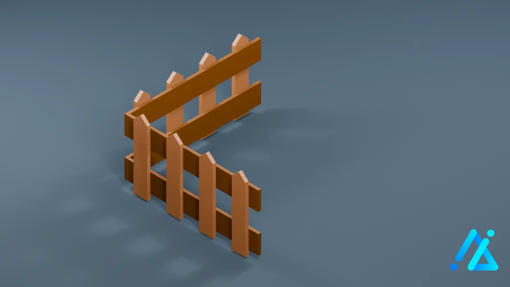 Low-Poly Fence Section 03 — 3D model preview