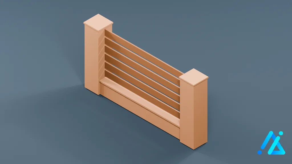 Low-Poly Fence Section 03 B — 3D model preview