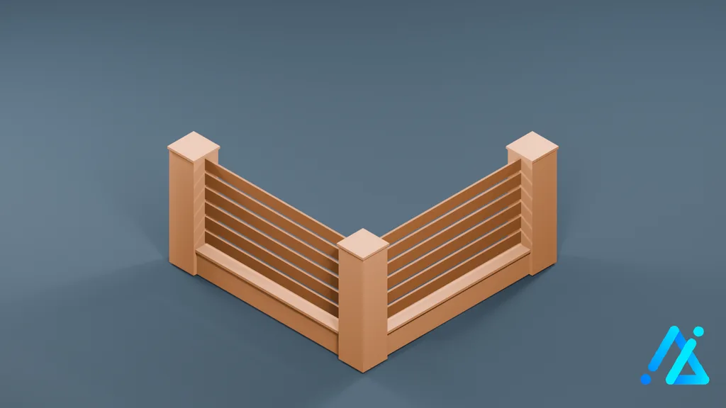 Low-Poly Fence Section 03 C — 3D model preview