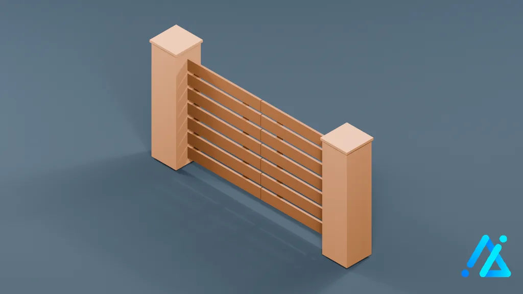 Low-Poly Fence Section 03 D — 3D model preview