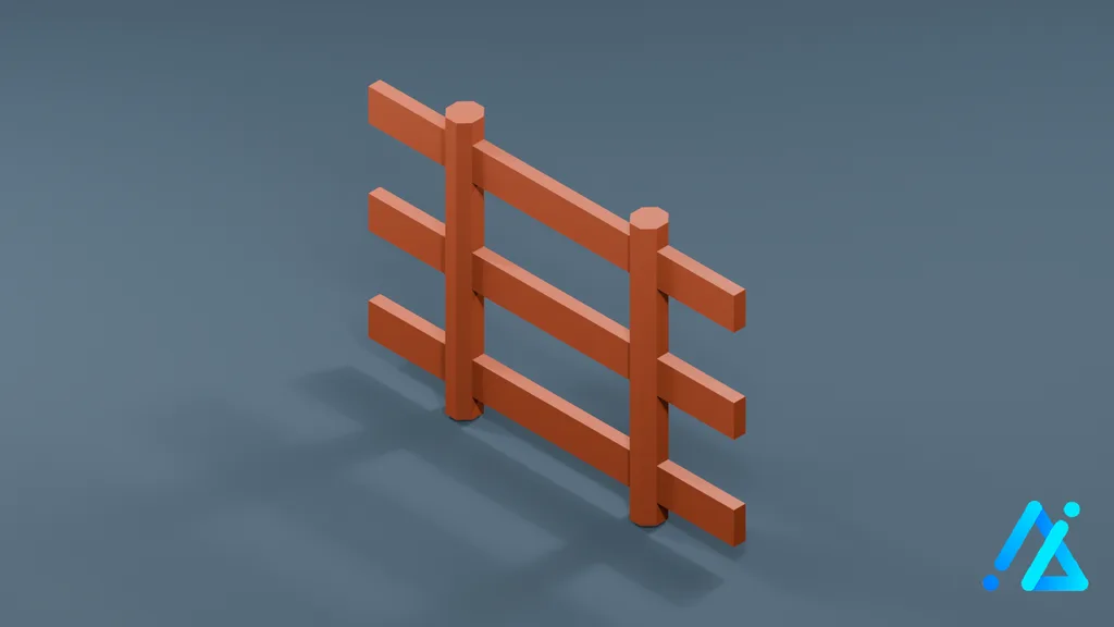 Low-Poly Fence Section 04 — 3D model preview
