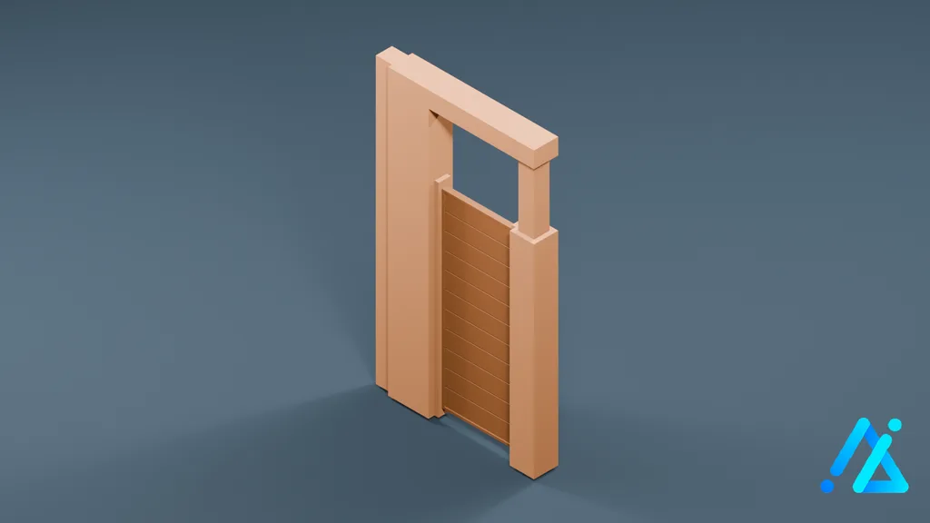 Low-Poly Fence Section 04 A — 3D model preview