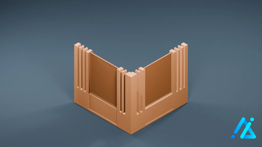 Low-Poly Fence Section 04 C — 3D model preview