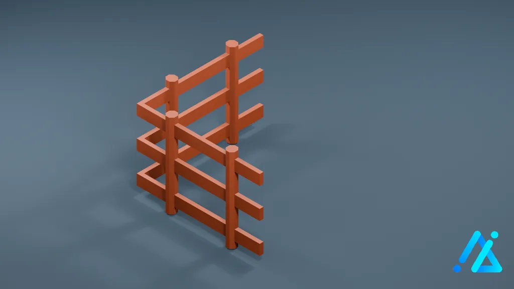 Low-Poly Fence Section 06 — 3D model preview