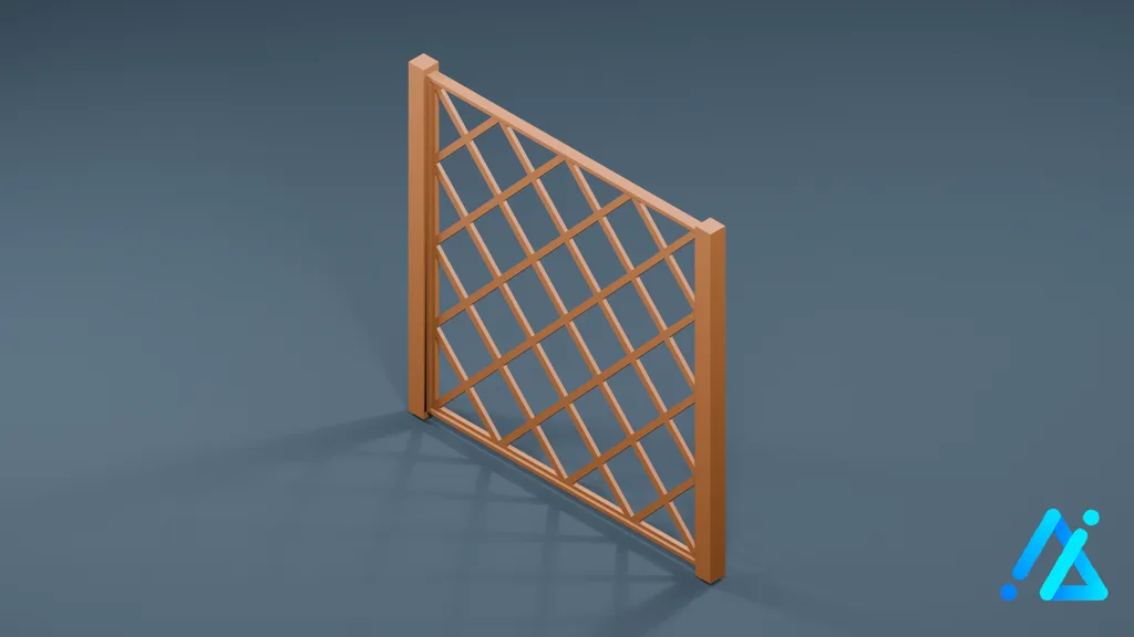 Low-Poly Fence Section 06 A — 3D model preview