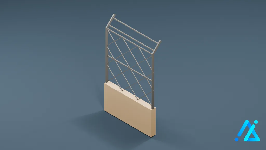 Low-Poly Fence Component 04 — 3D model preview