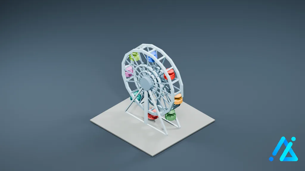 Low-Poly Ferris Wheel 01 — 3D model preview