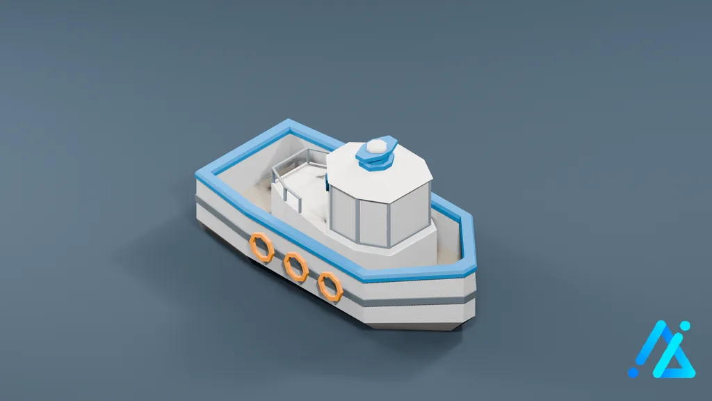 Low-Poly Fishing Boat 01 — 3D model preview