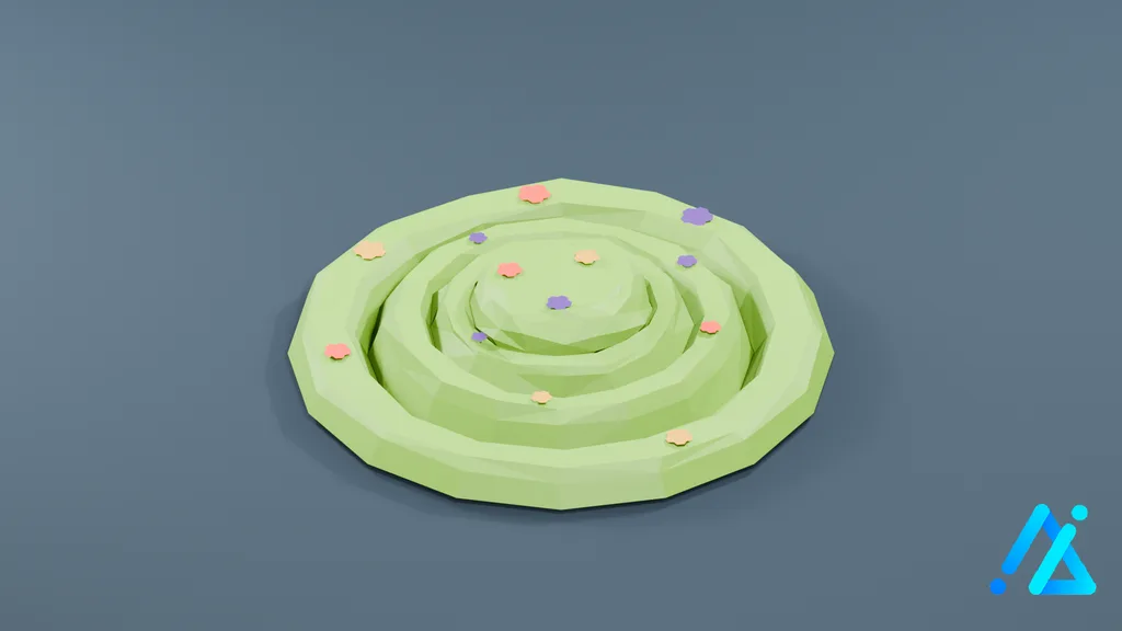 Low-Poly Flower Bed 01 — 3D model preview