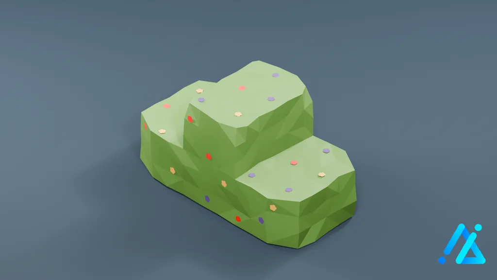 Low-Poly Flower Bed 02 — 3D model preview