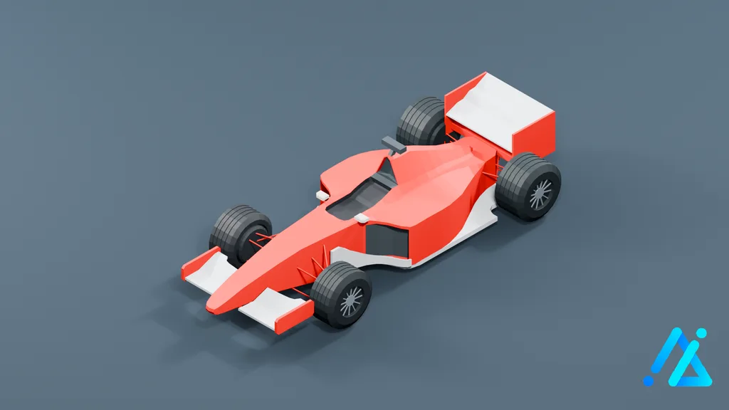 Low-Poly Formula Racing Car — 3D model preview