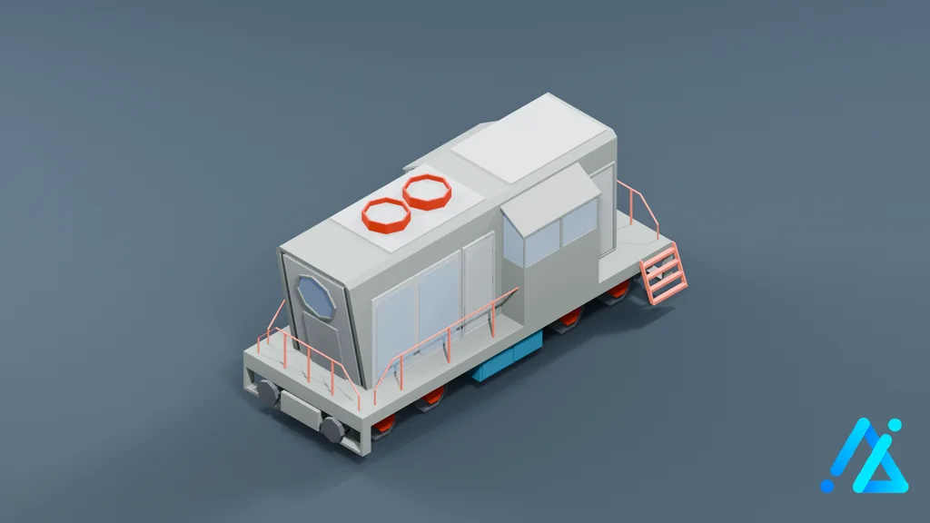 Low-Poly Freight Locomotive 01 — 3D model preview